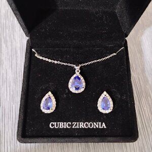 Women's Jewelry Cubic Zirconia Necklace and Stud earrings
